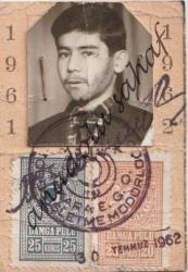 Ankara EGO Otobüs İşletme Müdürlüğü Öğrenci Kartı, Pasosu  1961-1962 Ders Yılı