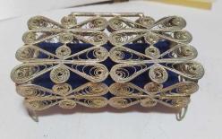 Antika - P66----GÜMÜŞ KAPLAMA TELKARİ KUTU - kitantik - kitaLog