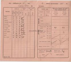 1959 - 1960 Öğretim Yılı Orta Kısım I Çalışma Karnesi [Eğitim Tarihi]