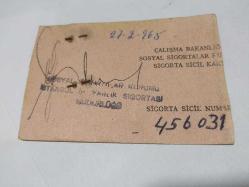 1965 TARİHLİ SİGORTA SİCİL KARTI