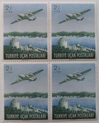 1950 İKİBUÇUK 2,5 LİRA UÇAK PULU ORİJİNAL DÖRTLÜ BLOK 2024 MNH KATALOK DEĞERİ;8.000.00TL PEK ÇIKMAZ 2BC3D