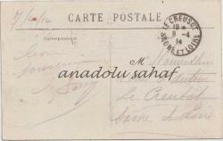 Souvenir d'Angers, 1914 / Fransız Postasından Geçmiş, Ön Yüzü Pullu, Ön ve Arka Yüzü Damgalı