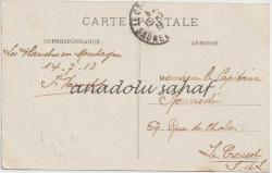 Les Planches en Montagne, La Langouette Le defile apr s l'usine, 1913  / Fransız Postasından Geçmiş, Ön Yüzü Pullu, Ön ve Arka Yüzü Damgalı