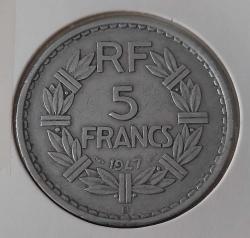 1947 FRANSA 5 FRANK B HARFLİ ORİJİNAL MADENİ PARASI RR2Y2 NADİRDİR