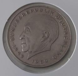 1969 ALMANYA 2 DEUTSCHE MARK ORİJİNAL MADENİ PARASI ÇİL DD2BB2 NADİRDİR