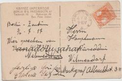 Berlin - Kaffee Imperator, 1917 / Alman Postasından Geçmiş, Arka Yüzü Pullu ve Damgalı
