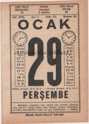 29 Ocak 1970 / Büyük Saatli Maarif Takvimi