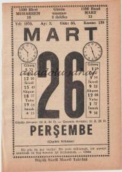 Efemera - 26 Mart 1970 / Büyük Saatli Maarif Takvimi - kitantik - kitaLog