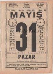 31 Mayıs 1970 / Büyük Saatli Maarif Takvimi