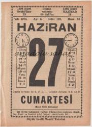 27 Haziran 1970 / Büyük Saatli Maarif Takvimi