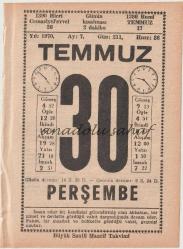 30 Temmuz 1970 / Büyük Saatli Maarif Takvimi