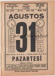 31 Ağustos 1970 / Büyük Saatli Maarif Takvimi