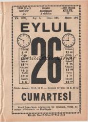 26 Eylül 1970 / Büyük Saatli Maarif Takvimi