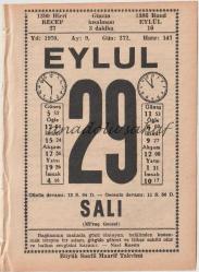 29 Eylül 1970 / Büyük Saatli Maarif Takvimi