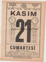21 Kasım 1970 / Büyük Saatli Maarif Takvimi