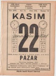 22 Kasım 1970 / Büyük Saatli Maarif Takvimi