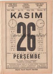 26 Kasım 1970 / Büyük Saatli Maarif Takvimi