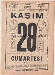 28 Kasım 1970 / Büyük Saatli Maarif Takvimi