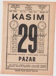 29 Kasım 1970 / Büyük Saatli Maarif Takvimi