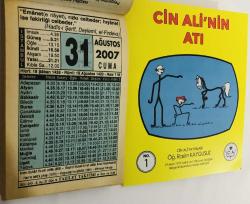 31 Ağustos 2007 hediyelik orijinal Fazilet takvim yaprağı (Cin Ali kitabı hediyeli:)