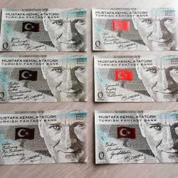 ÖZEL BASIM ATATÜRK HATIRA PARA SETİ 6 ADET + STAND SIFIR