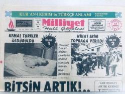 Antika - Milliyet Gazetesi 23 Temmuz 1980 - Kemal Türkler Öldürüldü, Nihat Erim Toprağa Verildi  GZ40303 - kitantik - kitaLog
