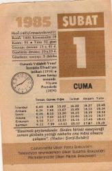 Antika - 1 Şubat 1985  Takvim Yaprağı  EFM(N)5127 - kitantik - kitaLog