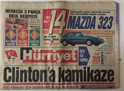 Antika - Hürriyet Gazetesi 13 Eylül 1994  -  ABD Başkanı Clinton'a Kamikaze GZ26471 - kitantik - kitaLog
