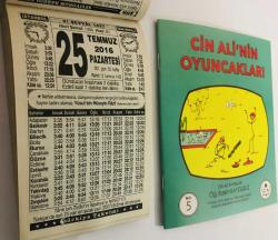 25 Temmuz 2016 hediyelik orijinal Türkiye takvim yaprağı (Cin Ali kitabı hediyeli:)