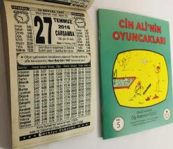 27 Temmuz 2016 hediyelik orijinal Türkiye takvim yaprağı (Cin Ali kitabı hediyeli:)