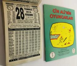 28 Temmuz 2016 hediyelik orijinal Türkiye takvim yaprağı (Cin Ali kitabı hediyeli:)