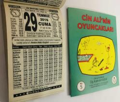 29 Temmuz 2016 hediyelik orijinal Türkiye takvim yaprağı (Cin Ali kitabı hediyeli:)