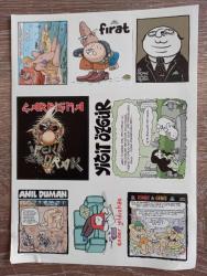 Efemera - ÇARPIŞMA , YİĞİT ÖZGÜR ,FIRAT,ANIL DUMAN ,ENDER YILDIZHAN .. KARİKATÜRLERİ /ÇIKARTMA -STICKER - kitantik - kitaLog