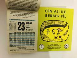 23 Şubat 2018 hediyelik orijinal Fazilet takvim yaprağı (Cin Ali kitabı hediyeli:)