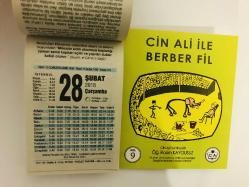 28 Şubat 2018 hediyelik orijinal Fazilet takvim yaprağı (Cin Ali kitabı hediyeli:)