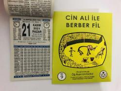 21 Kasım 2021 hediyelik orijinal Türkiye takvim yaprağı (Cin Ali kitabı hediyeli:)