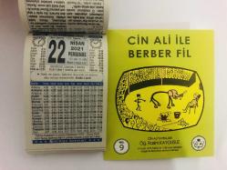 22 Nisan 2021 hediyelik orijinal Türkiye takvim yaprağı (Cin Ali kitabı hediyeli:)