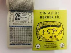 25 Nisan 2021 hediyelik orijinal Türkiye takvim yaprağı (Cin Ali kitabı hediyeli:)