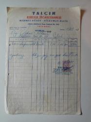 1961 YALÇIN KERESTE TİCARETHANESİ ÖZDEMİR ATMAN'A KESİLMİŞ FATURA...