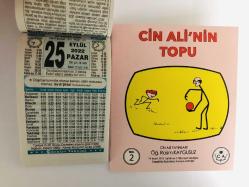 25 Eylül 2022 hediyelik orijinal Türkiye takvim yaprağı (Cin Ali kitabı hediyeli:)