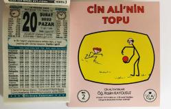 20 Şubat 2022 hediyelik orijinal Türkiye takvim yaprağı (Cin Ali kitabı hediyeli:)