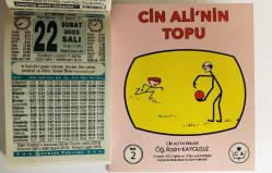 22 Şubat 2022 hediyelik orijinal Türkiye takvim yaprağı (Cin Ali kitabı hediyeli:)