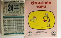 24 Şubat 2022 hediyelik orijinal Türkiye takvim yaprağı (Cin Ali kitabı hediyeli:)