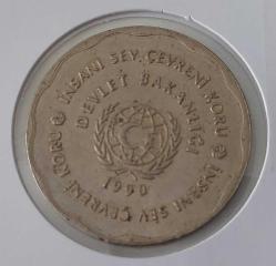 1990 HER ŞEY İNSAN İÇİNDİR İNSANI SEV ÇEVRENİ KORU YAZILI MADALYON ÇİL HH2E1R1