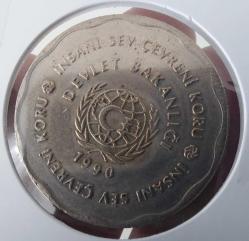 1990 HER ŞEY İNSAN İÇİNDİR İNSANI SEV ÇEVRENİ KORU YAZILI MADALYON ÇİL HH2E1R1