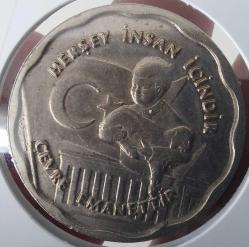 1990 HER ŞEY İNSAN İÇİNDİR İNSANI SEV ÇEVRENİ KORU YAZILI MADALYON ÇİL HH2E1R1