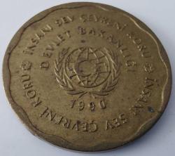 1990 HER ŞEY İNSAN İÇİNDİR İNSANI SEV ÇEVRENİ KORU İBARELİ MADALYON ÇİL Ç1E3V5