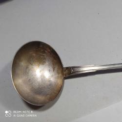 R34--GÜMÜŞ KAPLAMA ESKİ EXTRA PRIME MARKA YEMEK KEPÇESİ