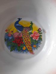 ÇİNKO EMAYE YEMEK TABAĞI ATIKLI ÇİFT TAVUSKUŞU