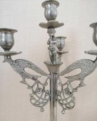 4 LÜ GÜMÜŞ KAPLAMA MUMLUK METAL ŞAMDAN PİRİNÇ MUMLUK
